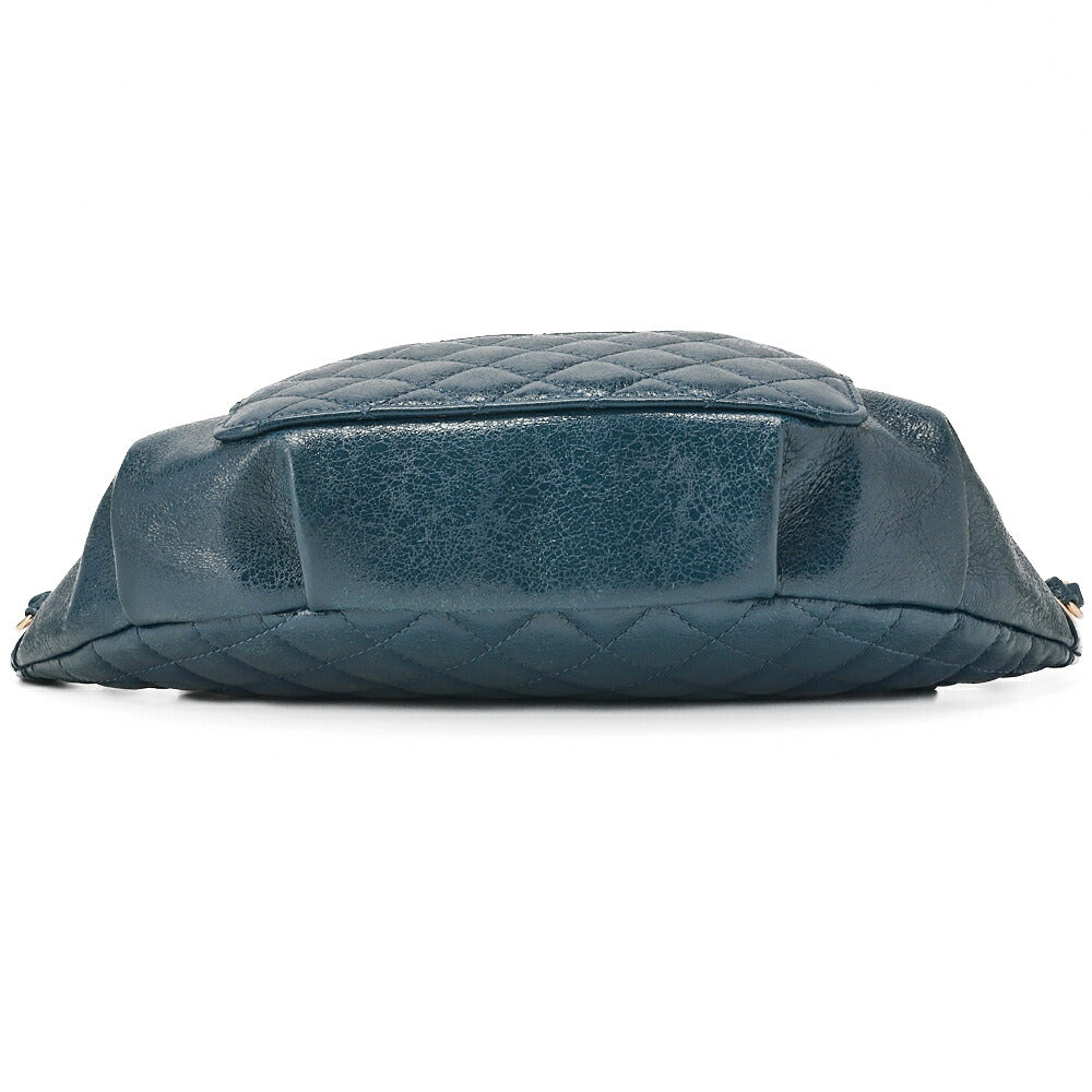 CHANEL Waist Bag Matelassé with Coco Charm Lambskin Blue Gold-Tone Hardware, Pre-Owned