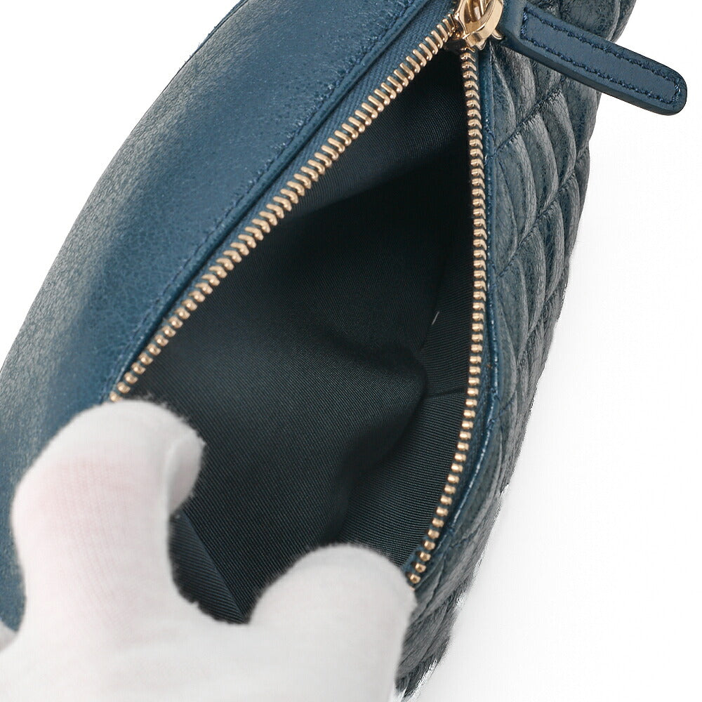 CHANEL Waist Bag Matelassé with Coco Charm Lambskin Blue Gold-Tone Hardware, Pre-Owned