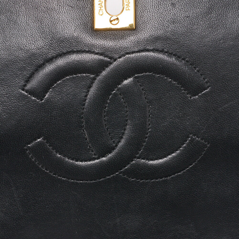 CHANEL Shoulder Bag Matelassé Lambskin Black Gold-Tone Hardware, Pre-Owned
