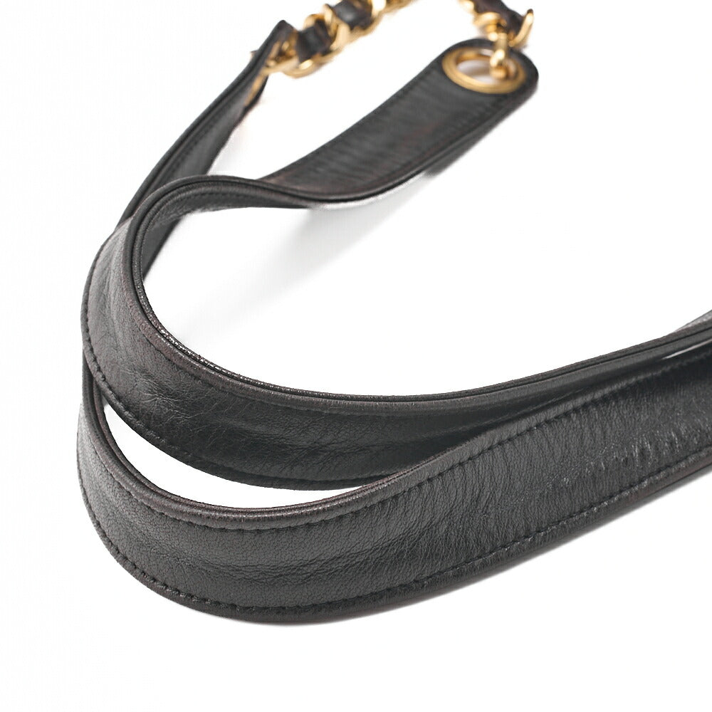 CHANEL Shoulder Bag Coco Mark Lambskin Black Large Size Gold-Tone Hardware, Pre-Owned