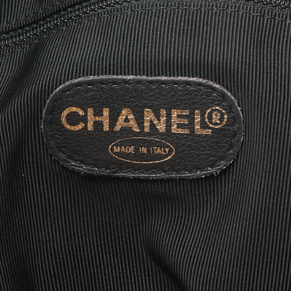 CHANEL Shoulder Bag Coco Mark Lambskin Black Large Size Gold-Tone Hardware, Pre-Owned