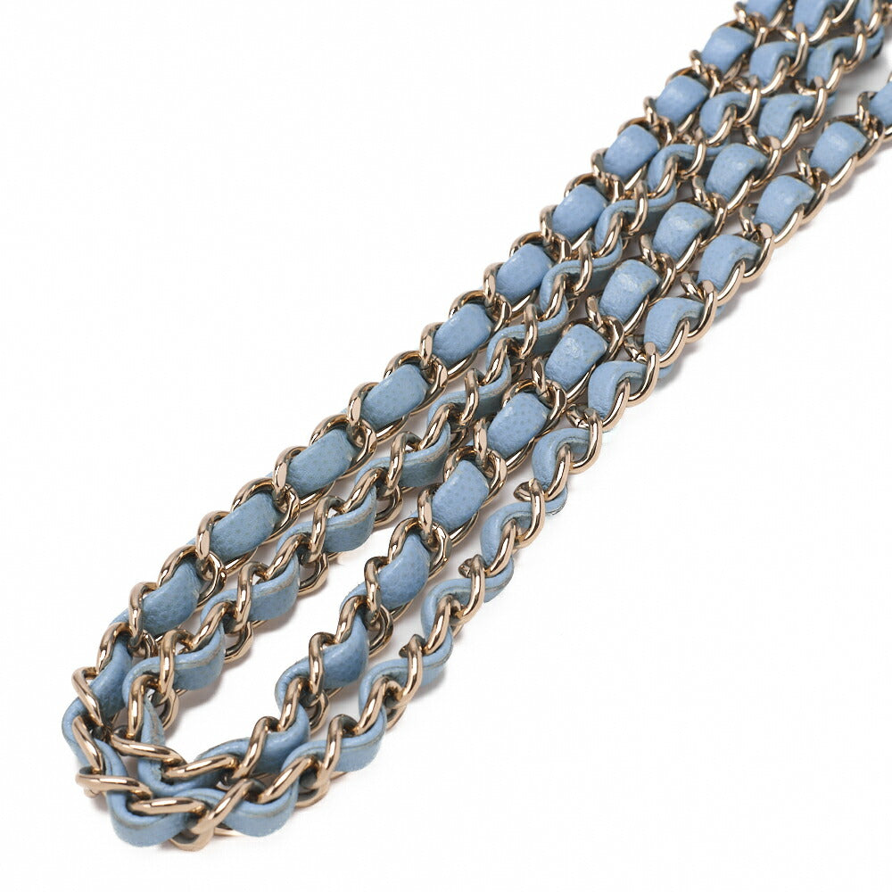 CHANEL Chain Shoulder Bag Matelassé Vanity Caviar Skin Light Blue 2way Gold-Tone Hardware, Pre-Owned