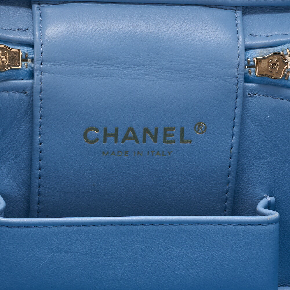 CHANEL Chain Shoulder Bag Matelassé Vanity Caviar Skin Light Blue 2way Gold-Tone Hardware, Pre-Owned