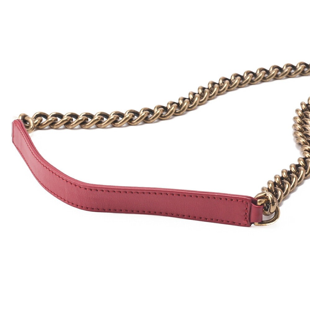 CHANEL Chain Shoulder Bag Matelassé Turnlock 2way Caviar Skin Red Gold-Tone Hardware, Pre-Owned