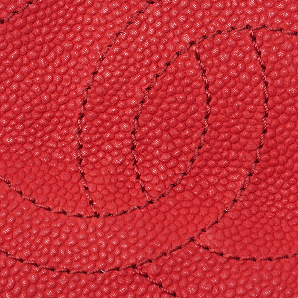 CHANEL Chain Shoulder Bag Matelassé Turnlock 2way Caviar Skin Red Gold-Tone Hardware, Pre-Owned