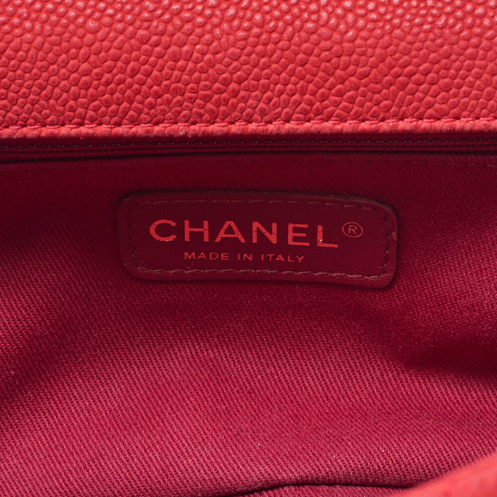 CHANEL Chain Shoulder Bag Matelassé Turnlock 2way Caviar Skin Red Gold-Tone Hardware, Pre-Owned