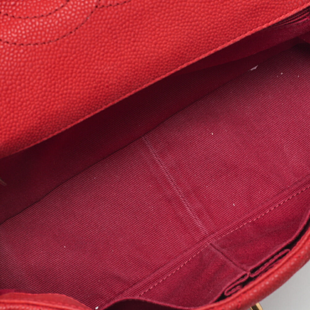 CHANEL Chain Shoulder Bag Matelassé Turnlock 2way Caviar Skin Red Gold-Tone Hardware, Pre-Owned