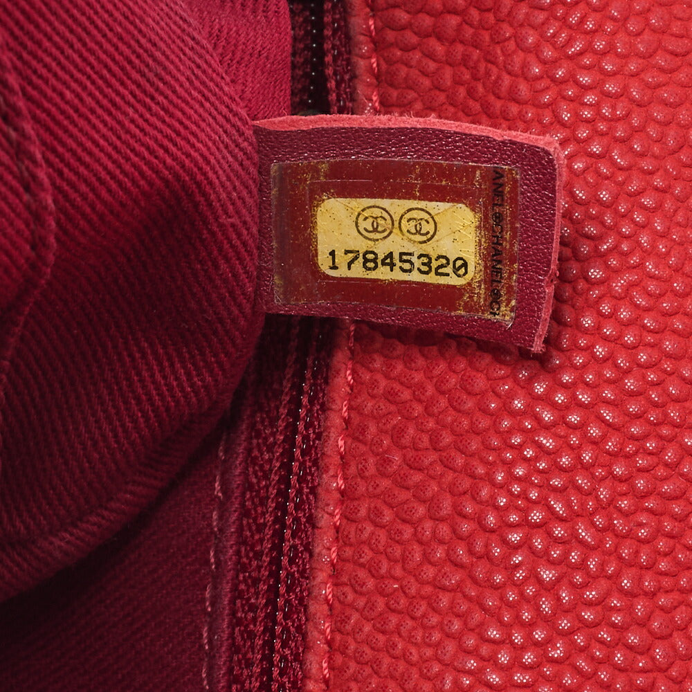 CHANEL Chain Shoulder Bag Matelassé Turnlock 2way Caviar Skin Red Gold-Tone Hardware, Pre-Owned