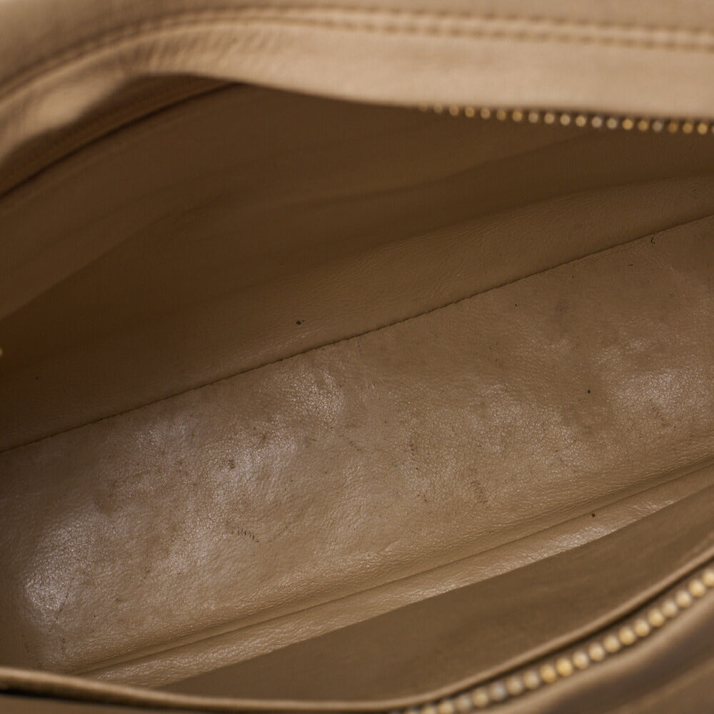 CHANEL Chain Shoulder Bag Matelassé Outside Flap Fringe Chain Shoulder Lambskin Beige Gold-Tone Hardware, Pre-Owned
