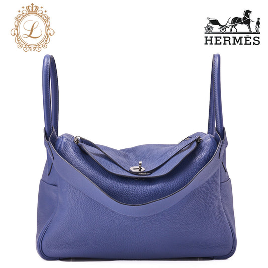 HERMES Lindy 34 Shoulder Bag Triyon Clemence Lesan Silver-Tone Hardware, Pre-Owned