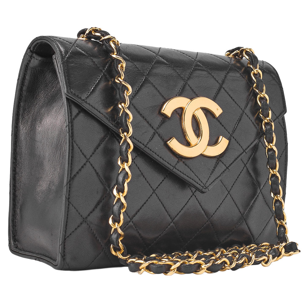 CHANEL Shoulder Bag Tote Bag Matelassé Lambskin Big Coco Chain Shoulder Black Gold-Tone Hardware, Pre-Owned
