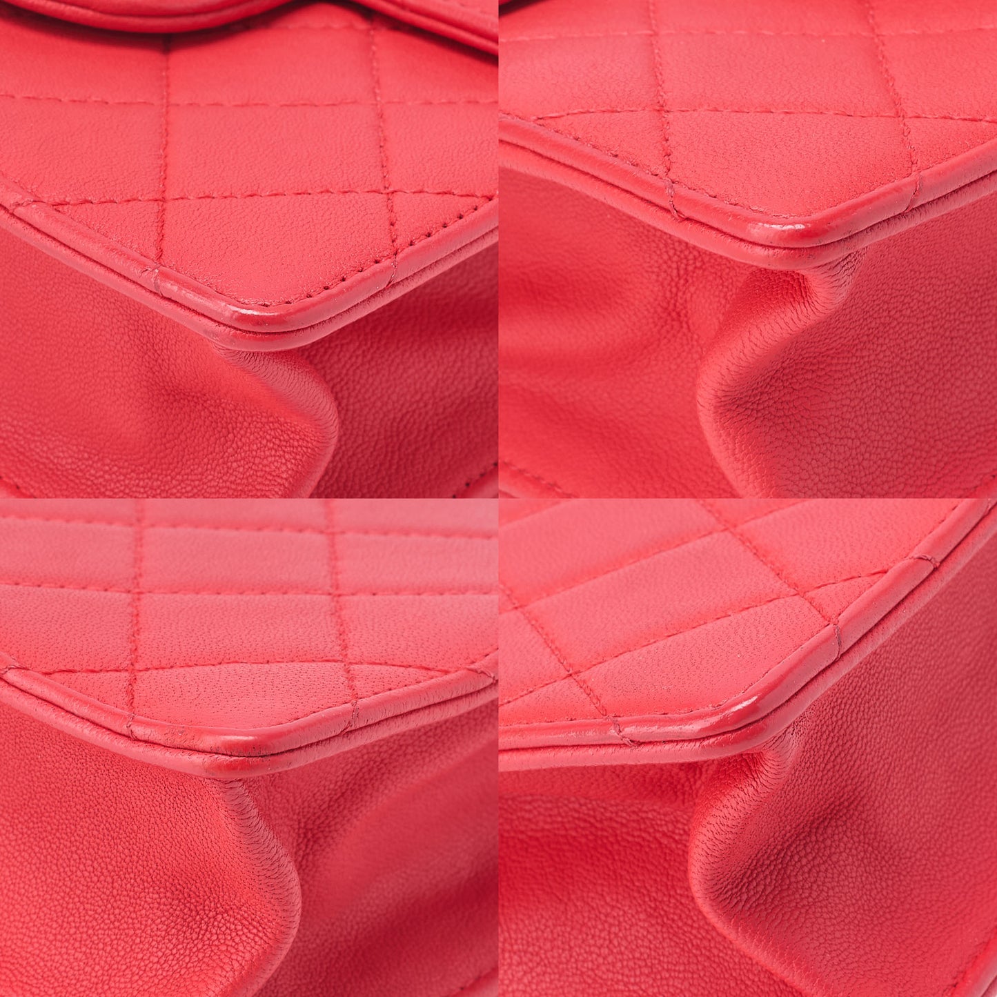 CHANEL Chain Shoulder Matelassé Pearl Chain Chain Wallet Lammleder Rot Goldfarbene Hardware, Gebraucht