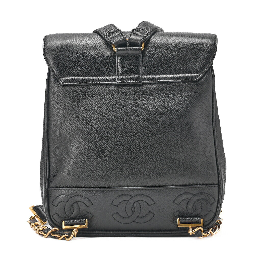 CHANEL Shoulder Bag Backpack Lambskin Triple Coco Turnlock Black Gold-Tone Hardware, Pre-Owned