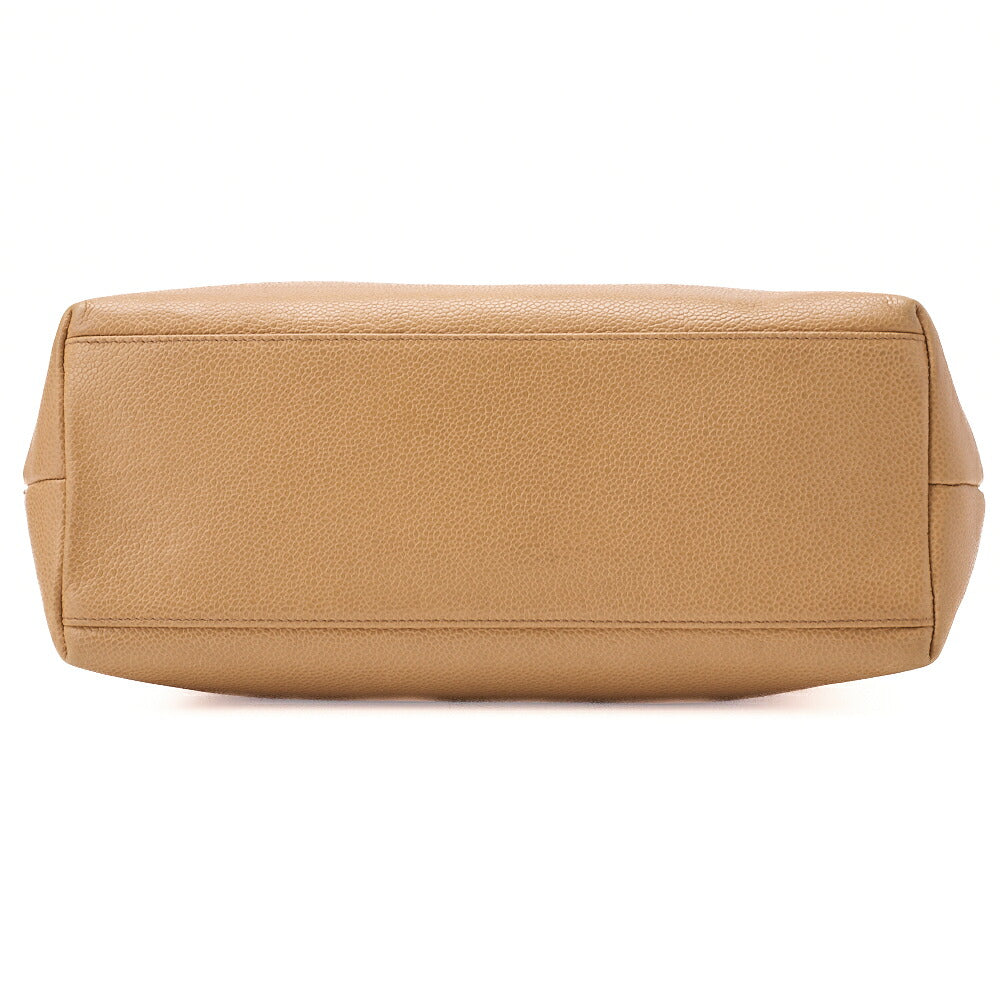 CHANEL Schultertasche Coco Mark Ball Charm Caviar Skin Schwarz Goldfarbene Hardware, Gebraucht