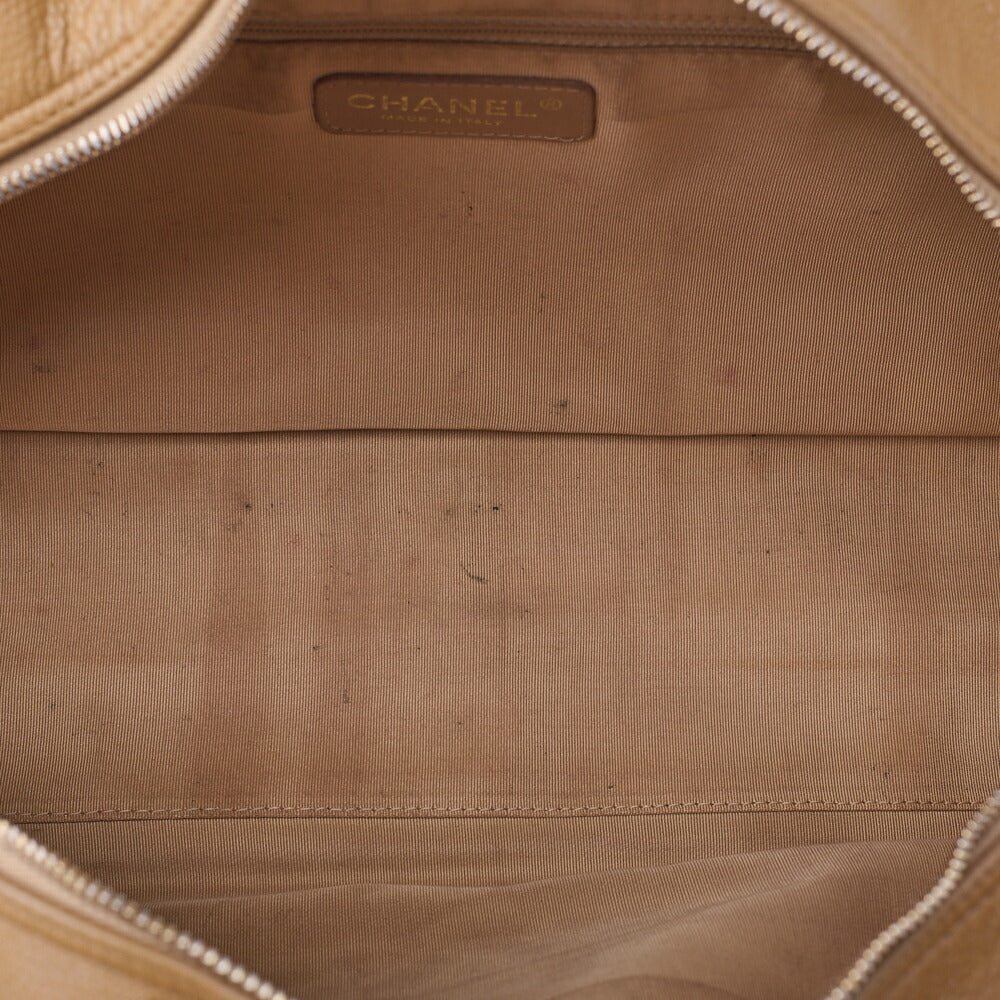 CHANEL Handbag Boston Bag Caviar Skin Matelassé Coco Mark Beige Gold-Tone Hardware, Pre-Owned