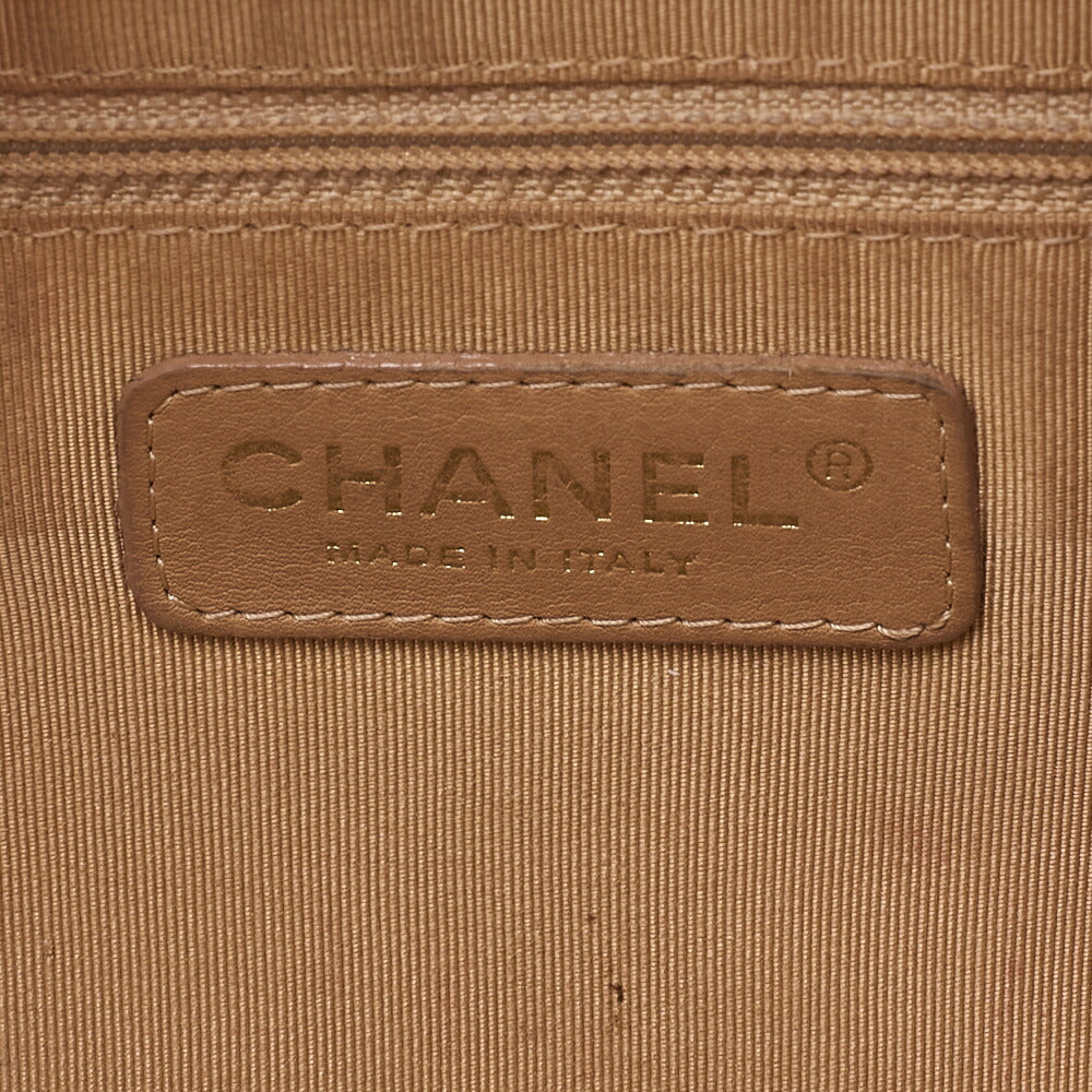 CHANEL Handbag Boston Bag Caviar Skin Matelassé Coco Mark Beige Gold-Tone Hardware, Pre-Owned