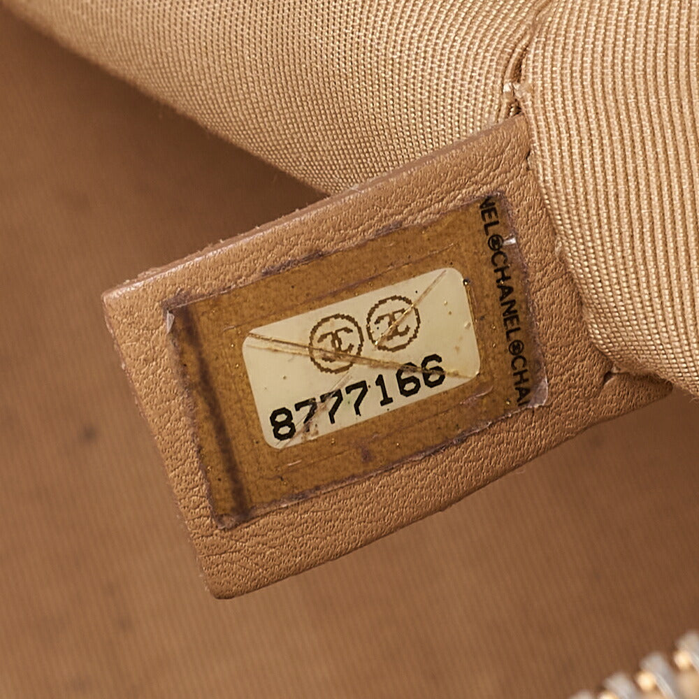 CHANEL Handbag Boston Bag Caviar Skin Matelassé Coco Mark Beige Gold-Tone Hardware, Pre-Owned