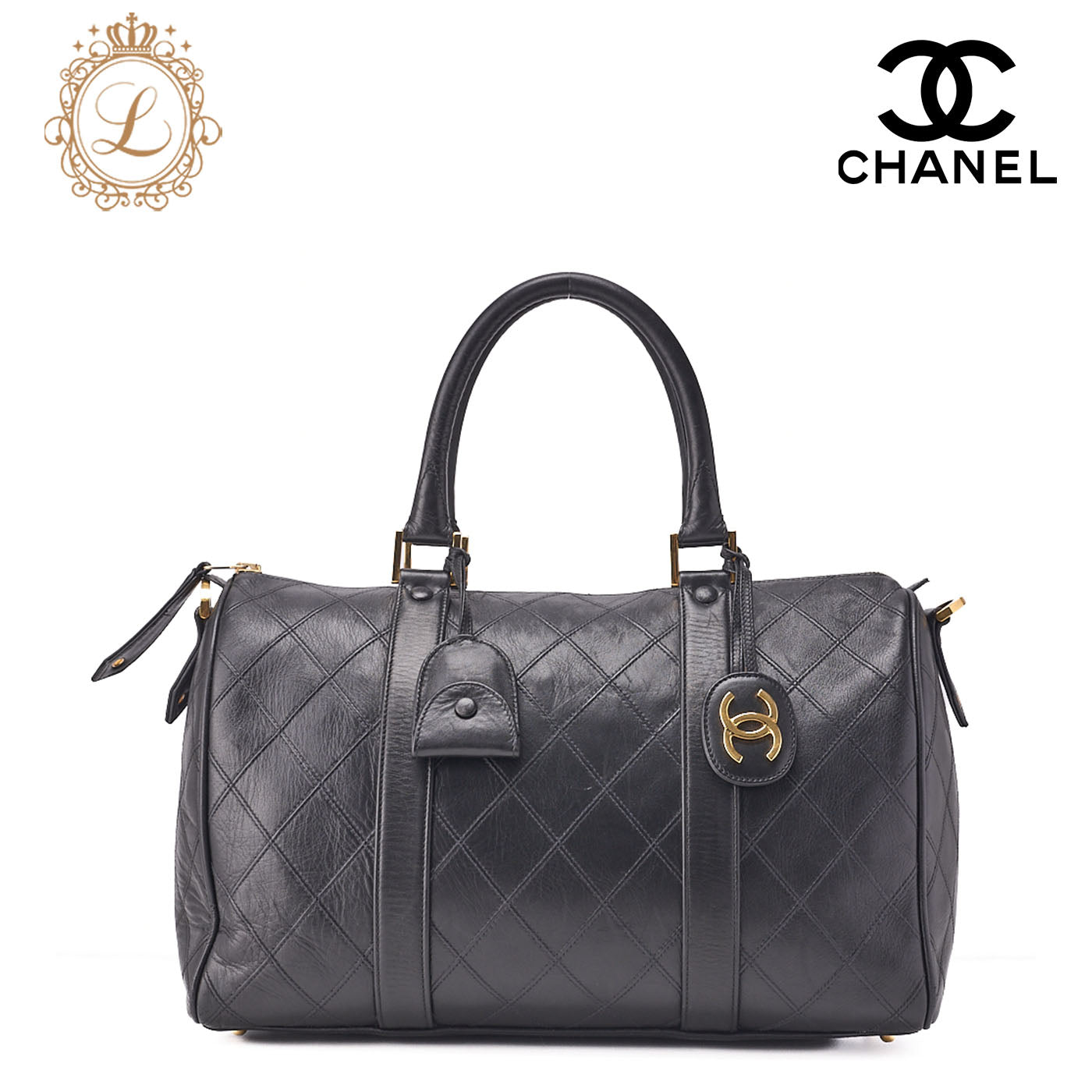 CHANEL Shoulder Bag Tote Bag Lambskin Black Black Gold-Tone Hardware, Pre-Owned