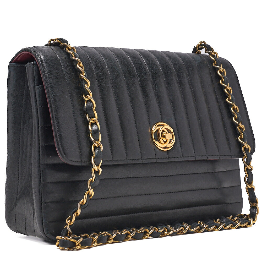 CHANEL Shoulder Bag Mademoiselle Turnlock Lambskin Black Gold-Tone Hardware, Pre-Owned