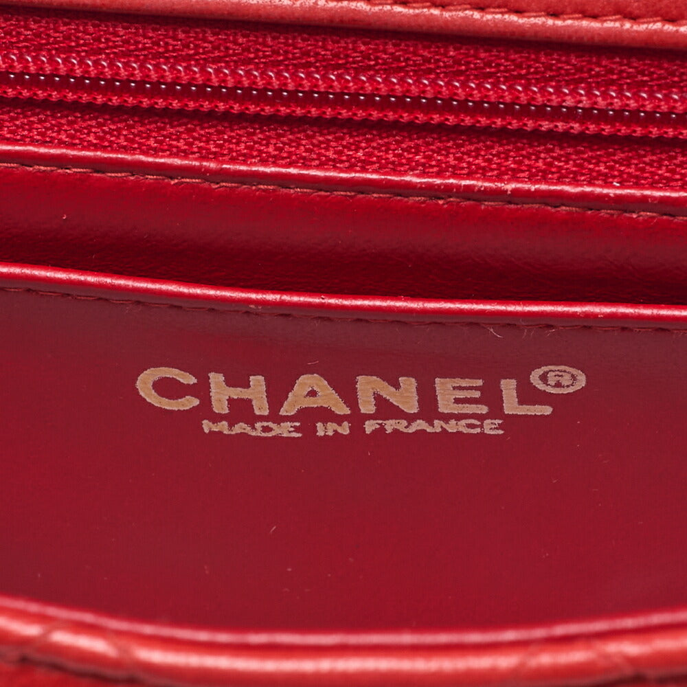 CHANEL Chain Shoulder Bag Mini Matelassé 18cm Lambskin Black Single Flap Turnlock Gold-Tone Hardware, Pre-Owned