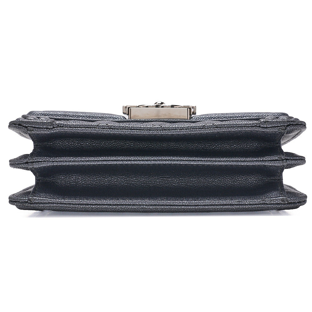 CHANEL Boy Chanel Matelassé Chain Shoulder Caviar Skin Red Silver-Tone Hardware, Pre-Owned