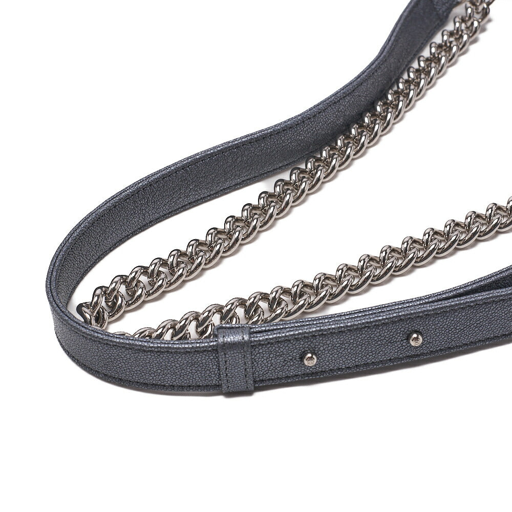 CHANEL Boy Chanel Matelassé Chain Shoulder Caviar Skin Red Silver-Tone Hardware, Pre-Owned