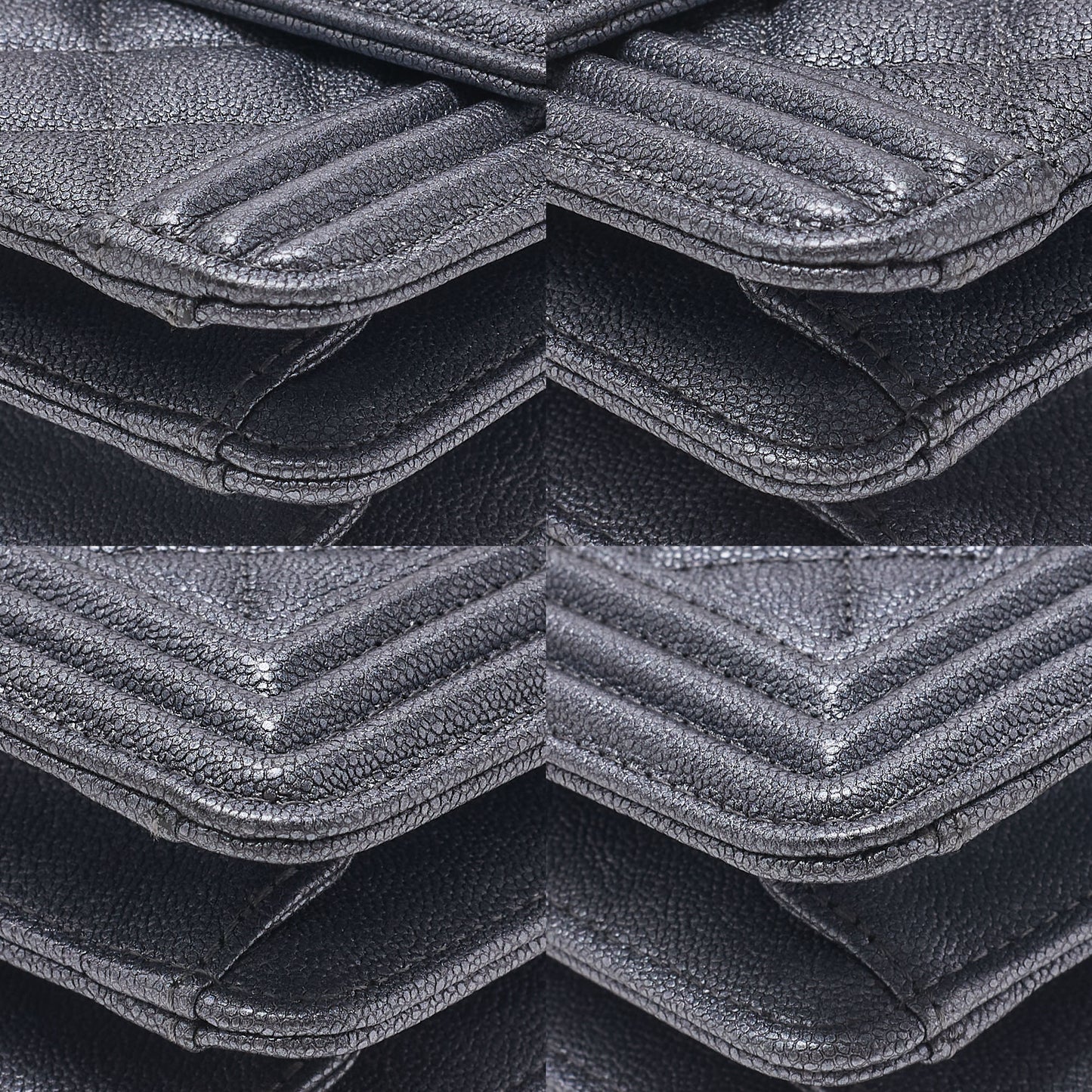 CHANEL Boy Chanel Matelassé Chain Shoulder Caviar Skin Red Silver-Tone Hardware, Pre-Owned