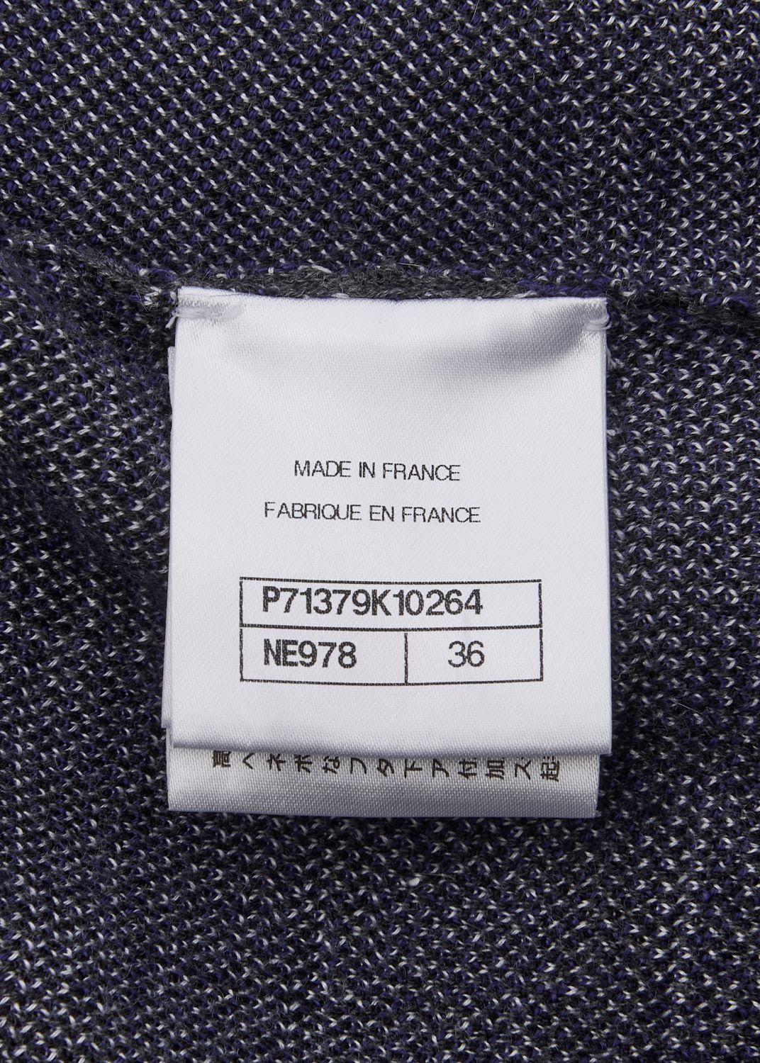 CHANEL Coco Button Logo Dress 36 Grey x Multicolor Knit Top Cardigan Branded Silver-Tone Hardware, Pre-Owned