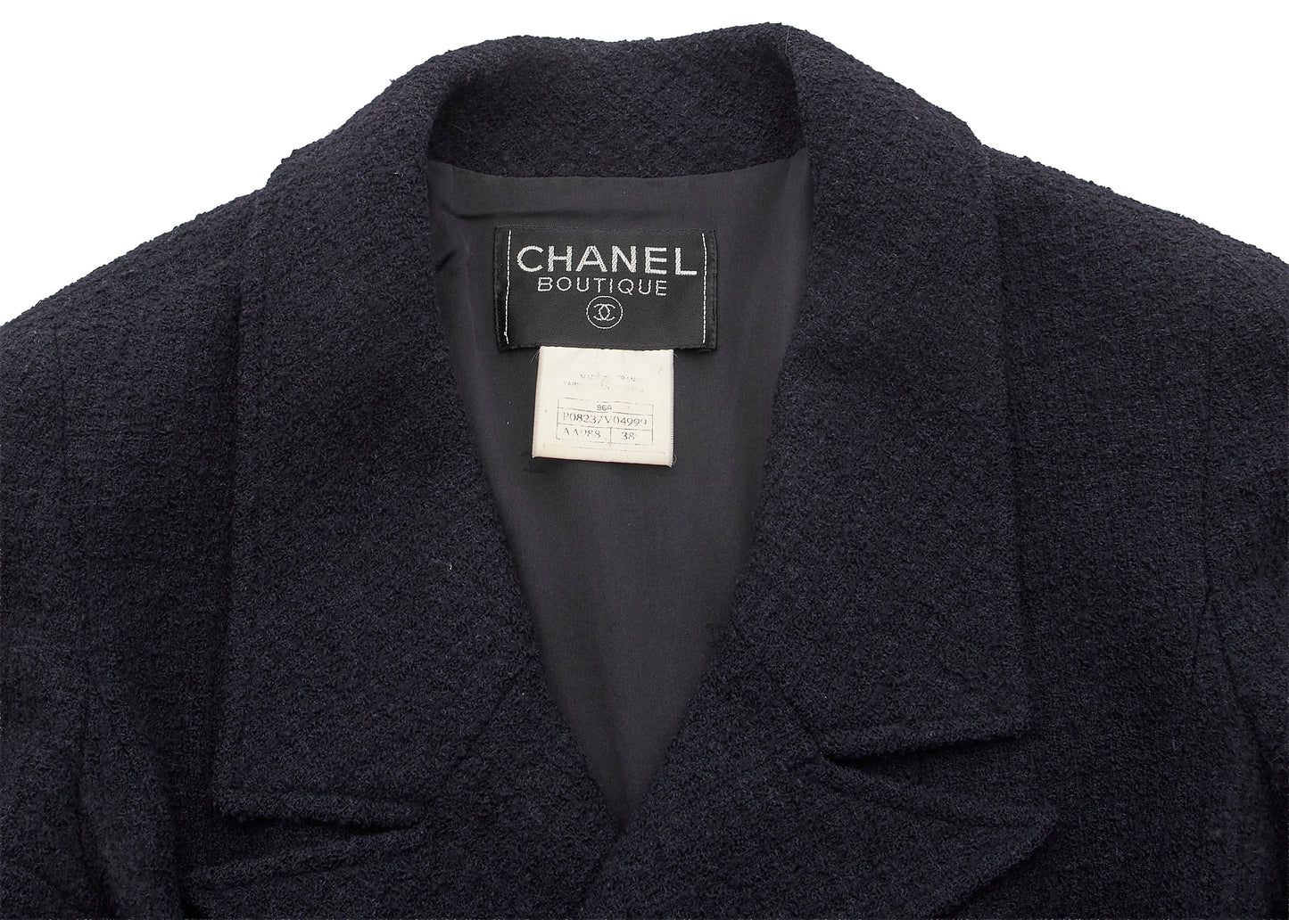 CHANEL Coco Button Jacket 38 Navy Top Long Sleeve Blouson Cut-and-Sew Outerwear Branded Gold-Tone Hardware, Pre-Owned