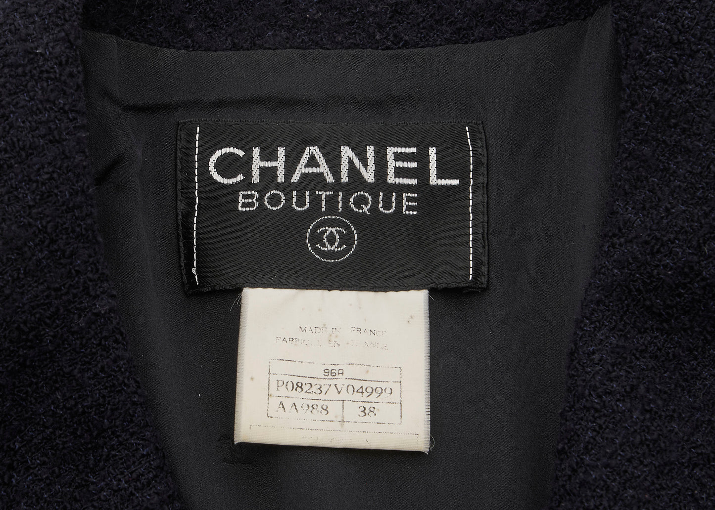 CHANEL Coco Button Jacket 38 Navy Top Long Sleeve Blouson Cut-and-Sew Outerwear Branded Gold-Tone Hardware, Pre-Owned
