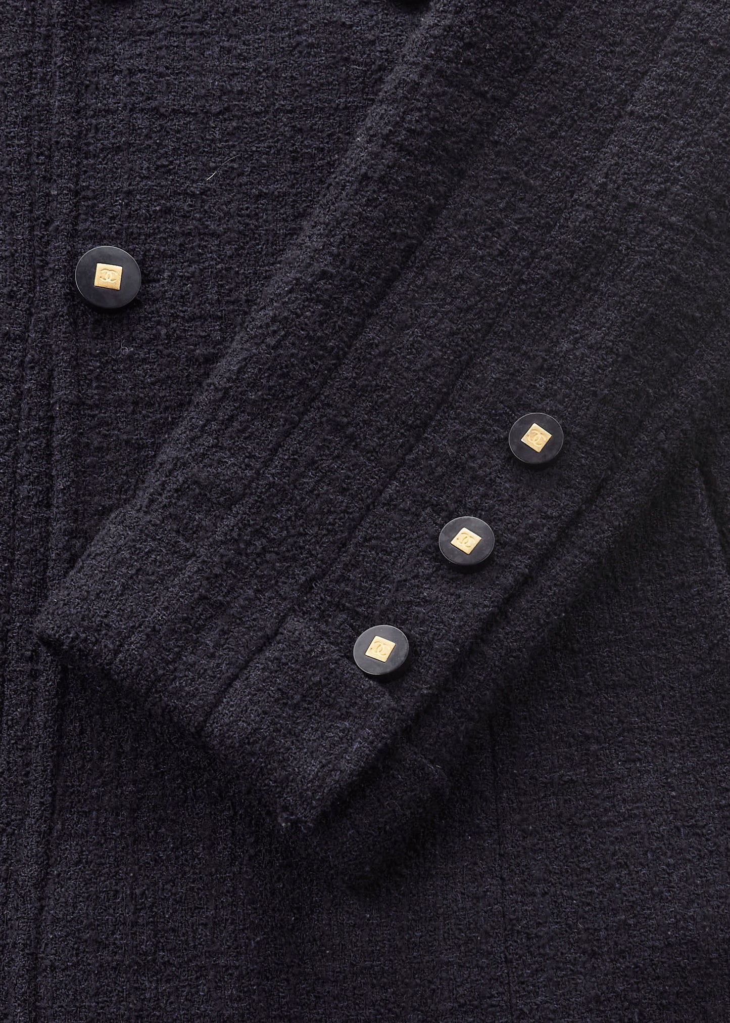 CHANEL Coco Button Jacket 38 Navy Top Long Sleeve Blouson Cut-and-Sew Outerwear Branded Gold-Tone Hardware, Pre-Owned