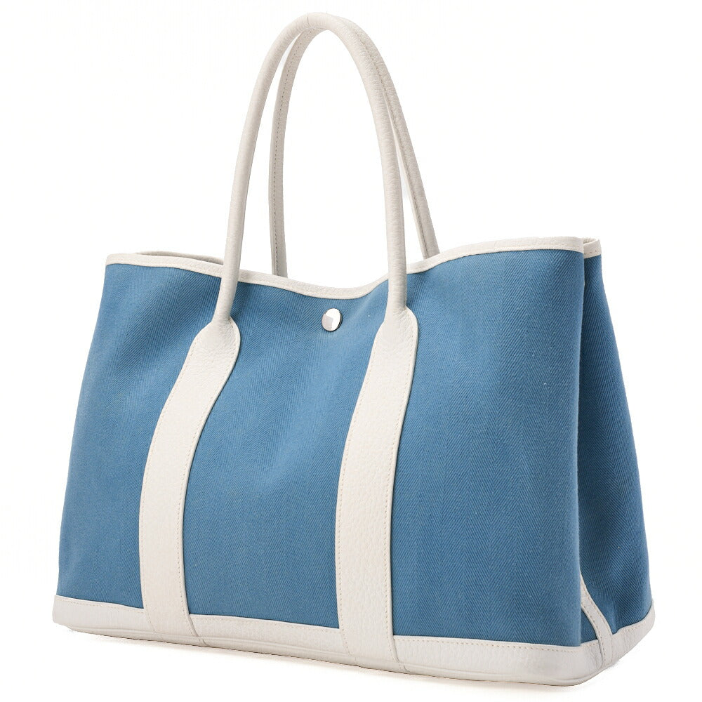 HERMES Garden Party PM Tote Bag to Negonda Turquoise Silver-Tone Hardware, Pre-Owned