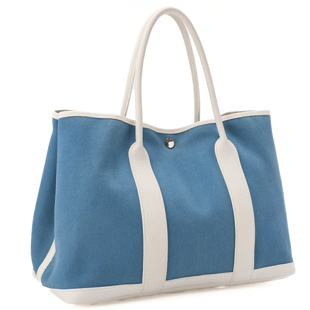 HERMES Garden Party PM Tote Bag to Negonda Turquoise Silver-Tone Hardware, Pre-Owned