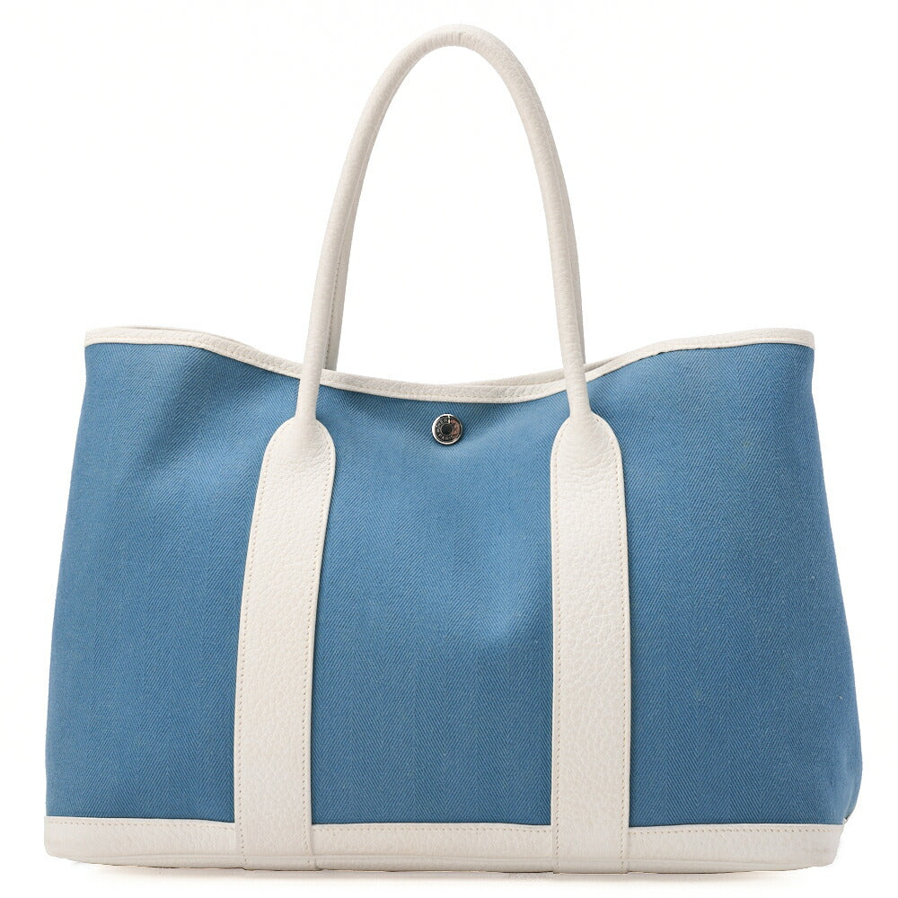 HERMES Garden Party PM Tote Bag to Negonda Turquoise Silver-Tone Hardware, Pre-Owned