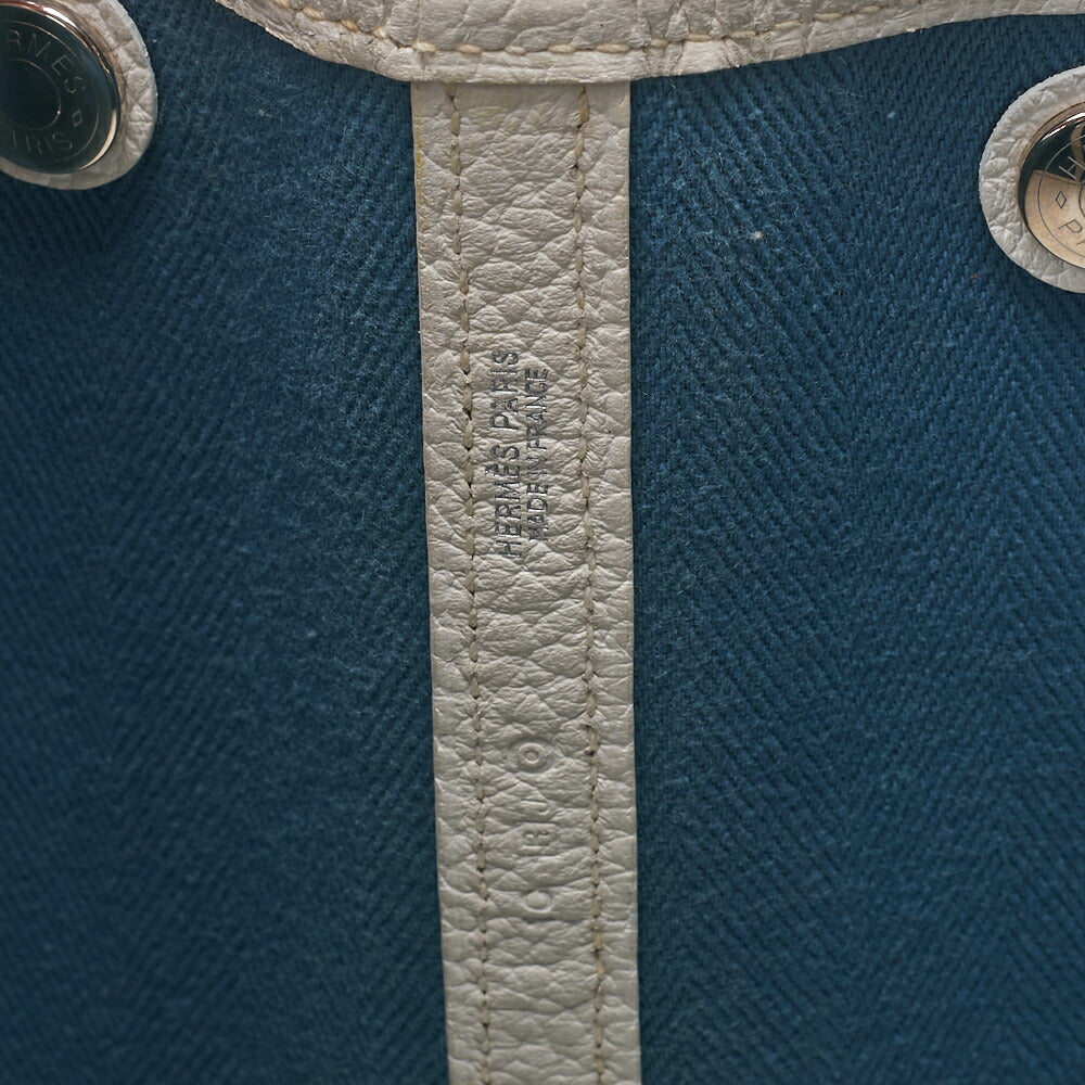 HERMES Garden Party PM Tote Bag to Negonda Turquoise Silver-Tone Hardware, Pre-Owned