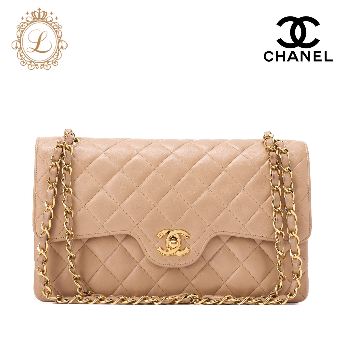 CHANEL Shoulder Bag Matelassé Double Flap 25cm Chain Shoulder Lambskin Black Gold-Tone Hardware, Pre-Owned