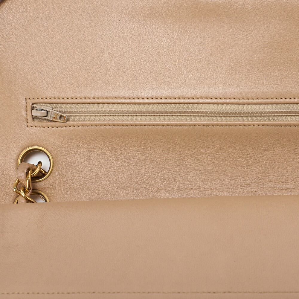 CHANEL Shoulder Bag Matelassé Double Flap 25cm Chain Shoulder Lambskin Black Gold-Tone Hardware, Pre-Owned