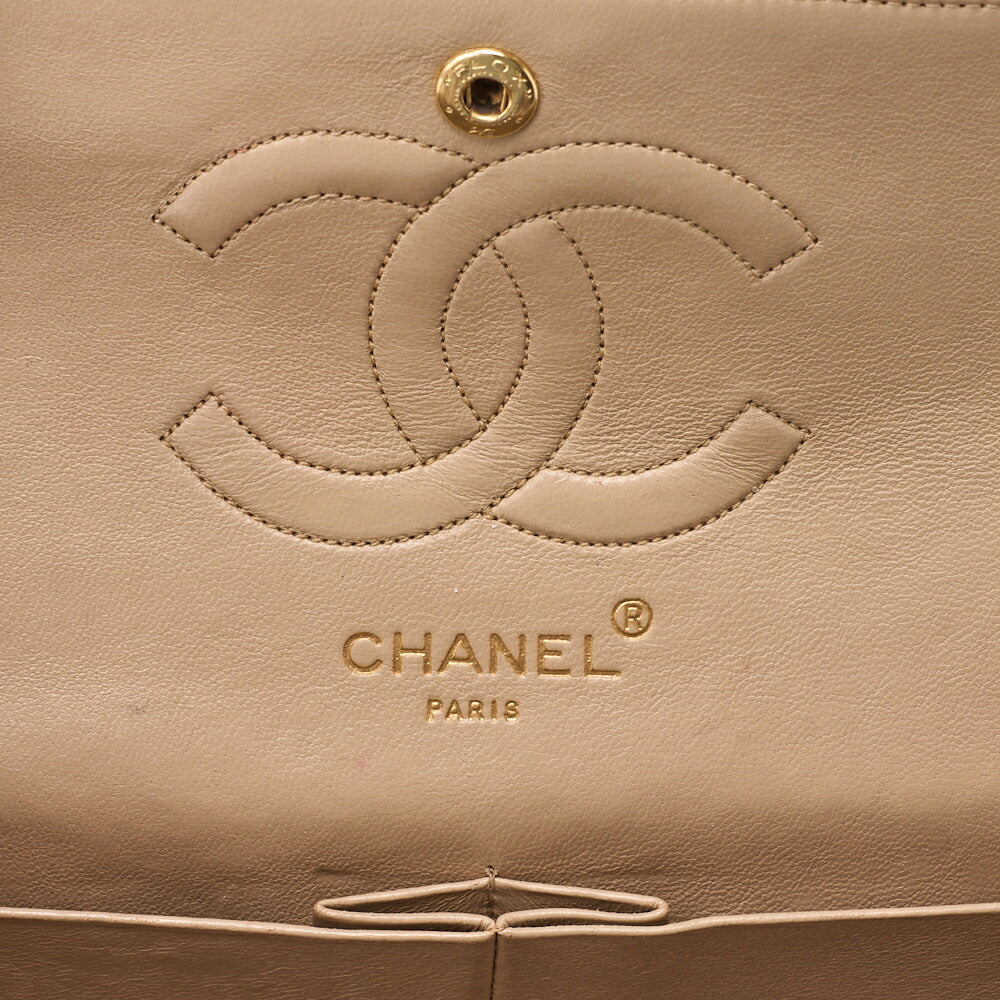 CHANEL Shoulder Bag Matelassé Double Flap 25cm Chain Shoulder Lambskin Black Gold-Tone Hardware, Pre-Owned