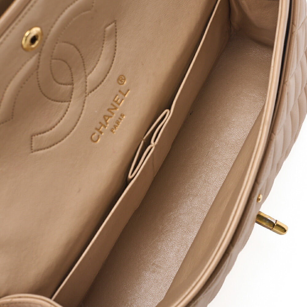 CHANEL Shoulder Bag Matelassé Double Flap 25cm Chain Shoulder Lambskin Black Gold-Tone Hardware, Pre-Owned