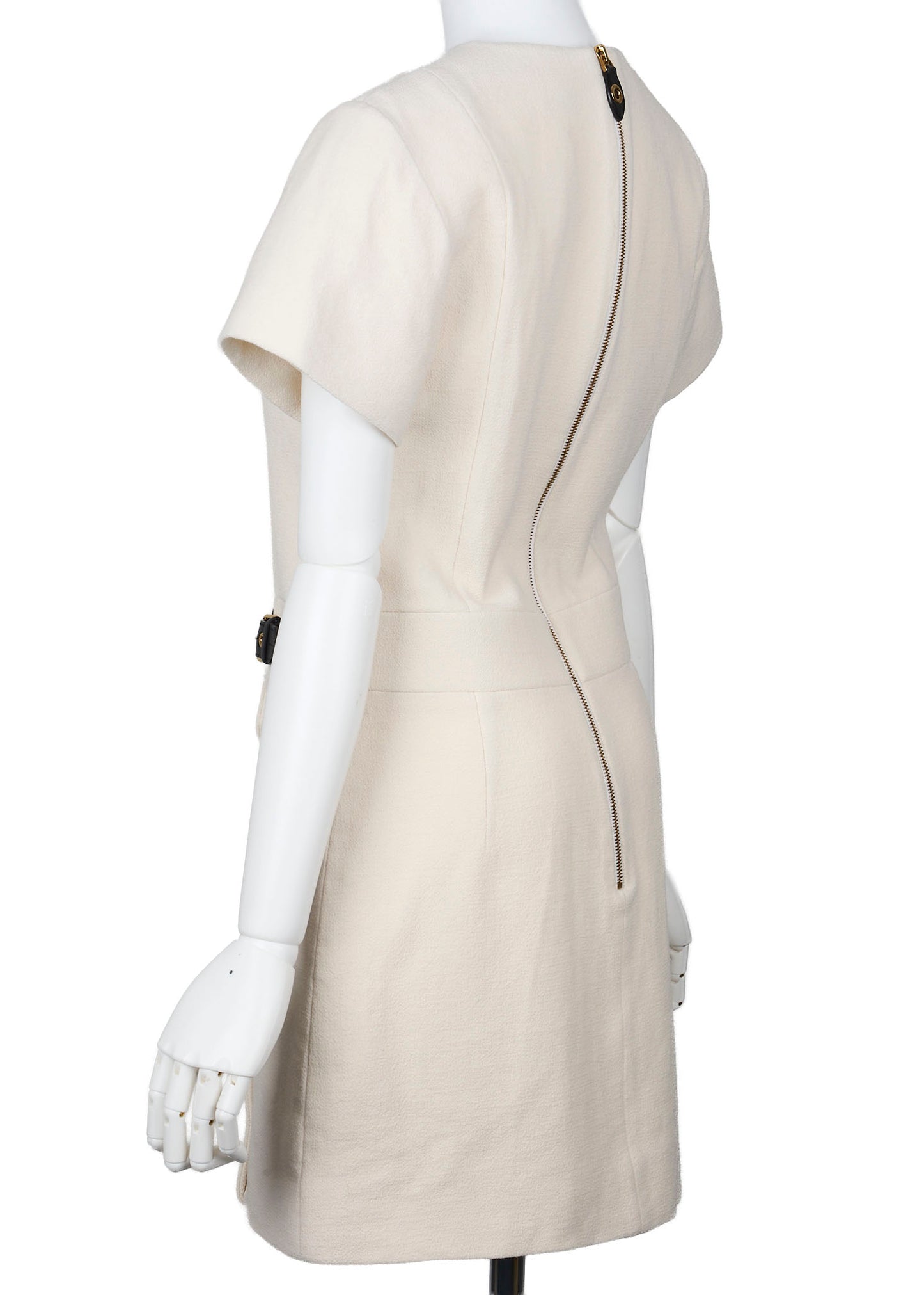 LOUIS VUITTON Louis Vuitton Belt Dress 34 Ivory Short Sleeve Dress Skirt Top Brand Gold-Tone Hardware, Pre-Owned