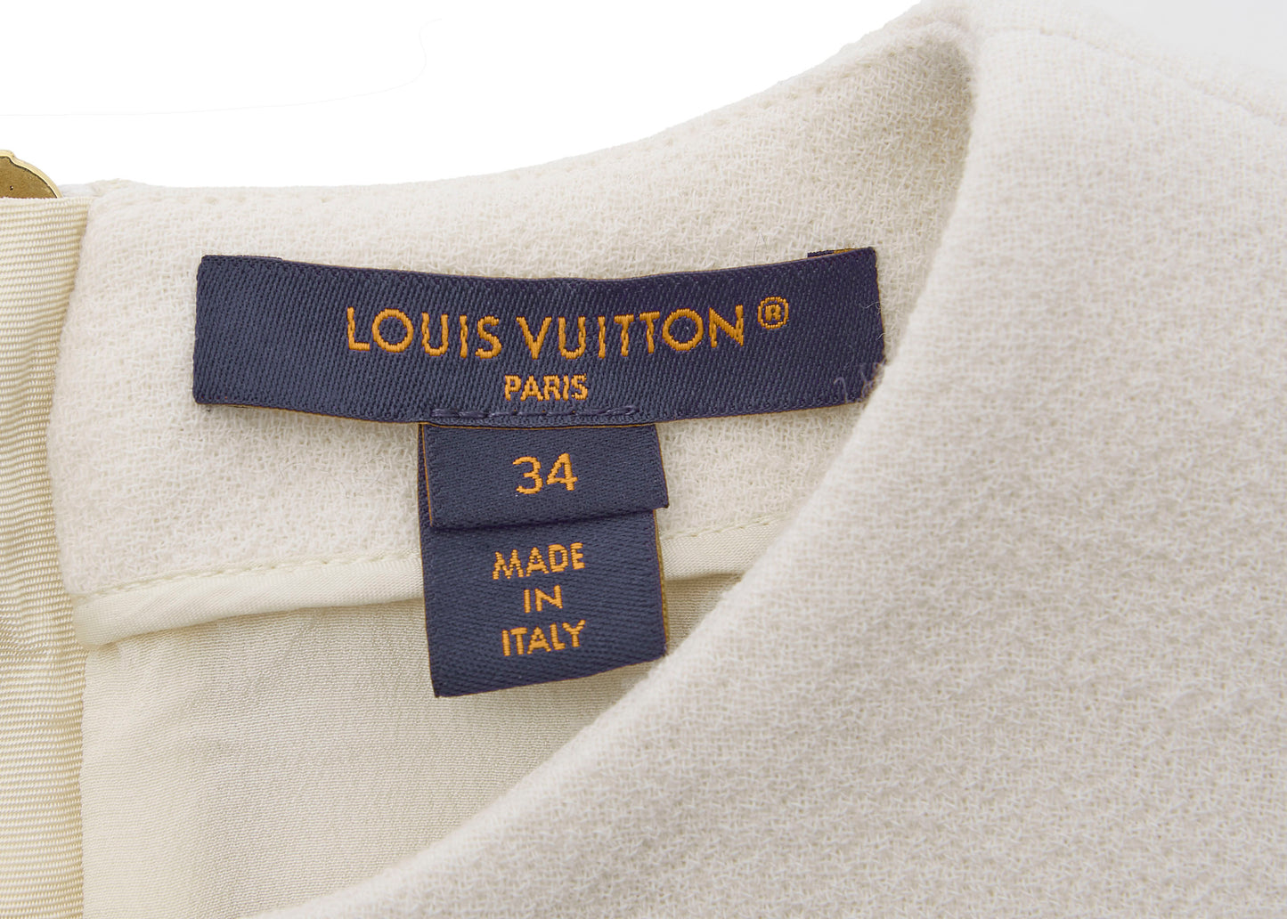 LOUIS VUITTON Louis Vuitton Belt Dress 34 Ivory Short Sleeve Dress Skirt Top Brand Gold-Tone Hardware, Pre-Owned