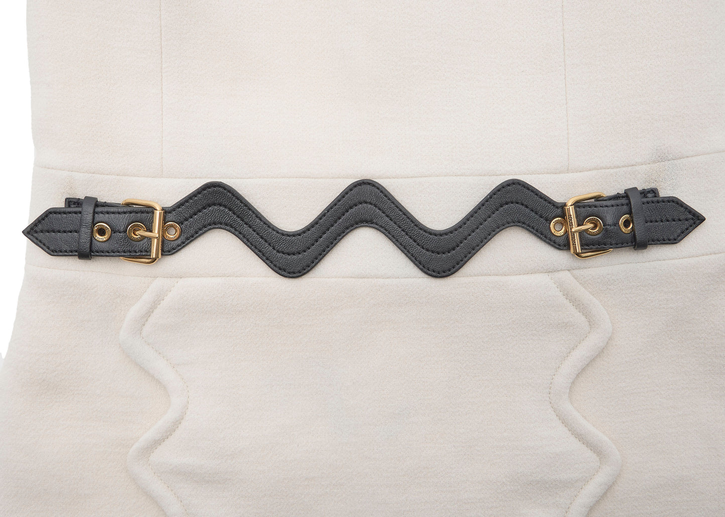 LOUIS VUITTON Louis Vuitton Belt Dress 34 Ivory Short Sleeve Dress Skirt Top Brand Gold-Tone Hardware, Pre-Owned