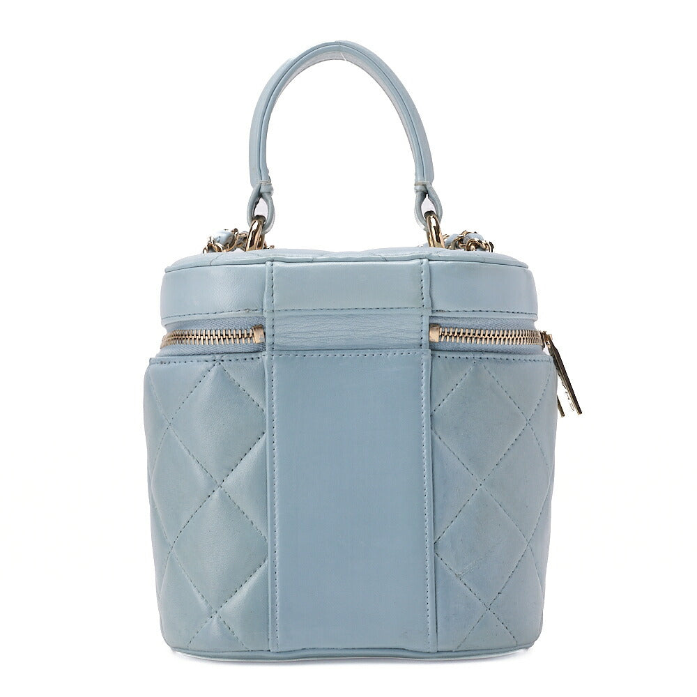 CHANEL Coco Mark Circle Coco Drawstring Shoulder Bag Lambskin White Gold-Tone Hardware, Pre-Owned