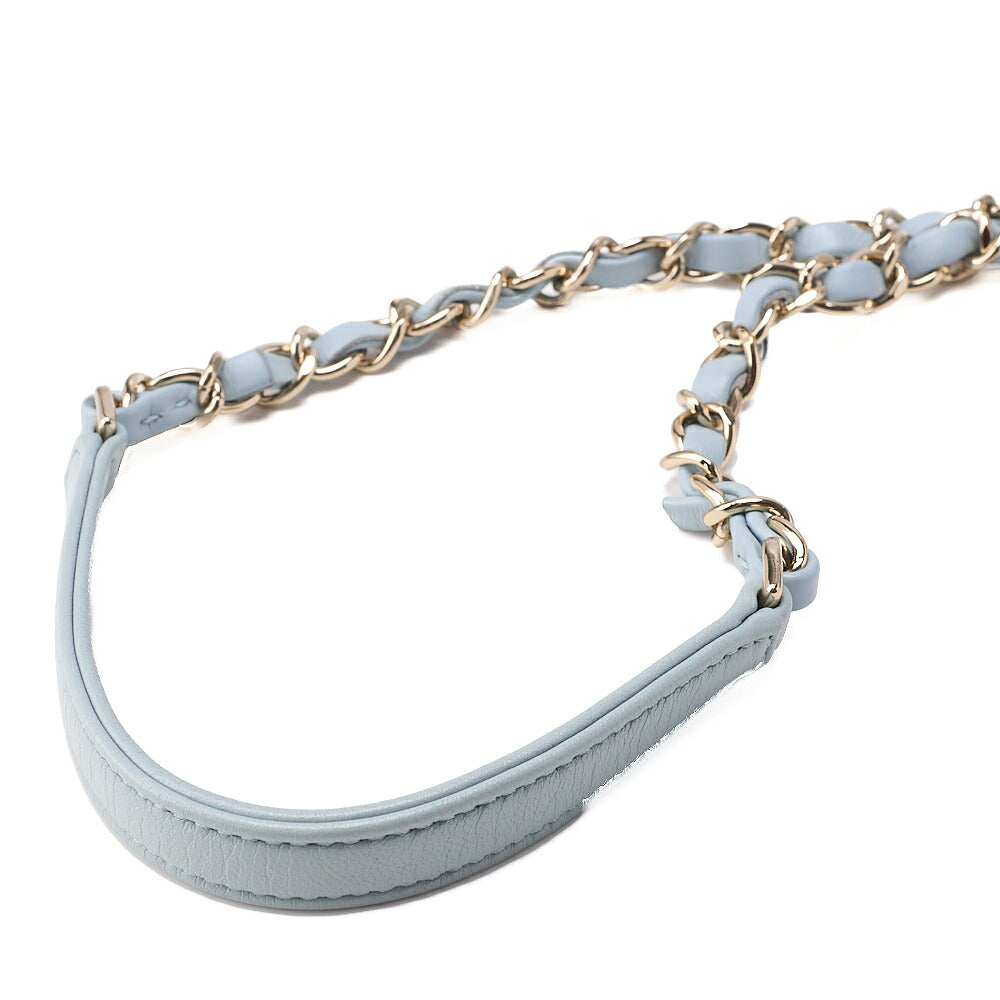 CHANEL Coco Mark Circle Coco Drawstring Shoulder Bag Lambskin White Gold-Tone Hardware, Pre-Owned