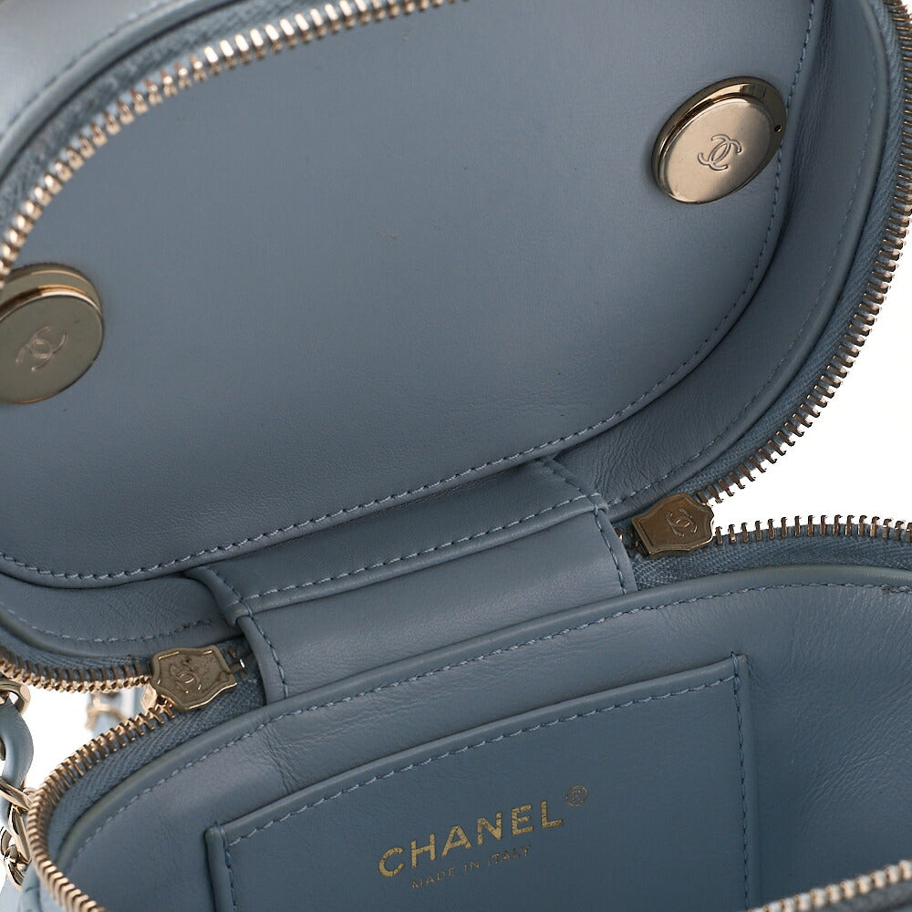 CHANEL Coco Mark Circle Coco Drawstring Shoulder Bag Lambskin White Gold-Tone Hardware, Pre-Owned