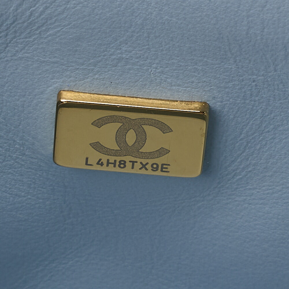 CHANEL Coco Mark Circle Coco Drawstring Shoulder Bag Lambskin White Gold-Tone Hardware, Pre-Owned