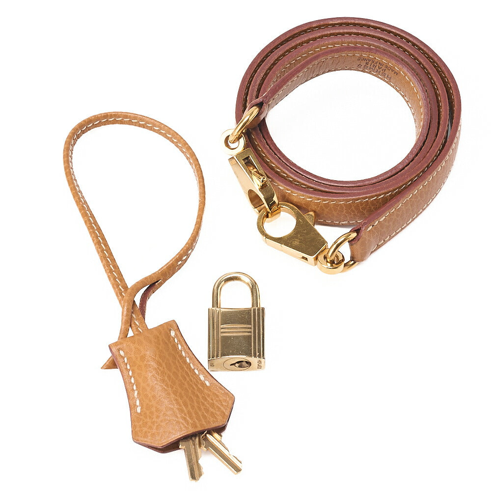 HERMES Kelly 35 Handbag Inseam Ardennes Natural Gold-Tone Hardware, Pre-Owned