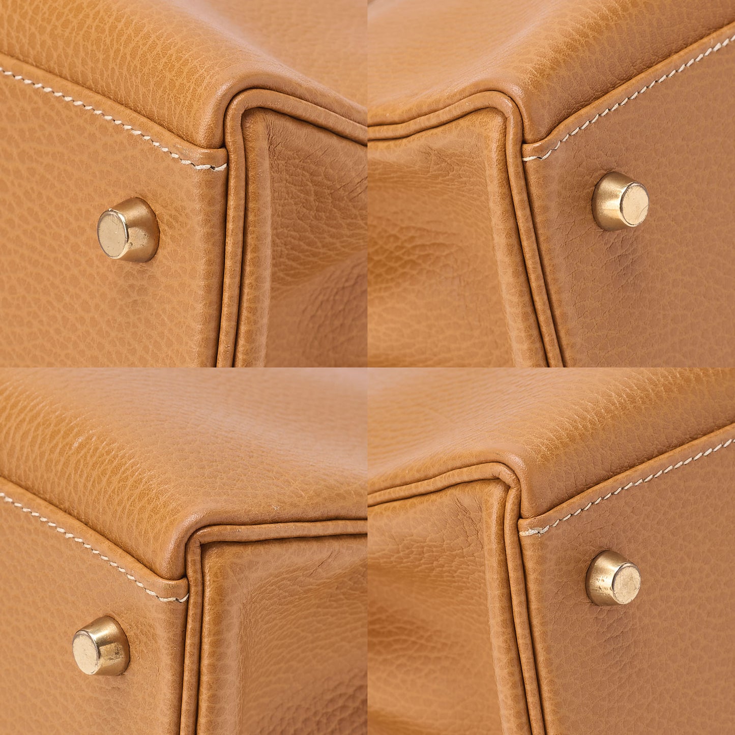 HERMES Kelly 35 Handbag Inseam Ardennes Natural Gold-Tone Hardware, Pre-Owned