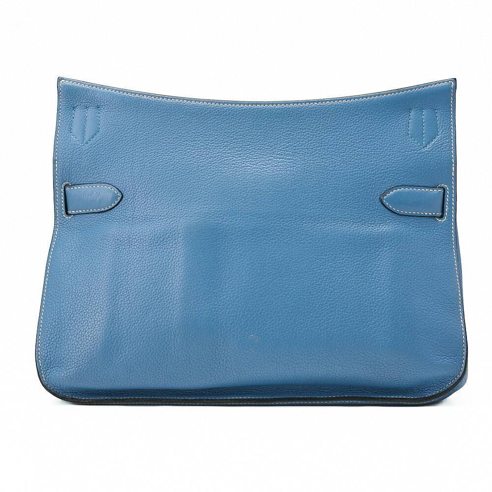 HERMES Gypsy 34 Shoulder Bag Tryon Clemence Blue Jean Silver-Tone Hardware, Pre-Owned