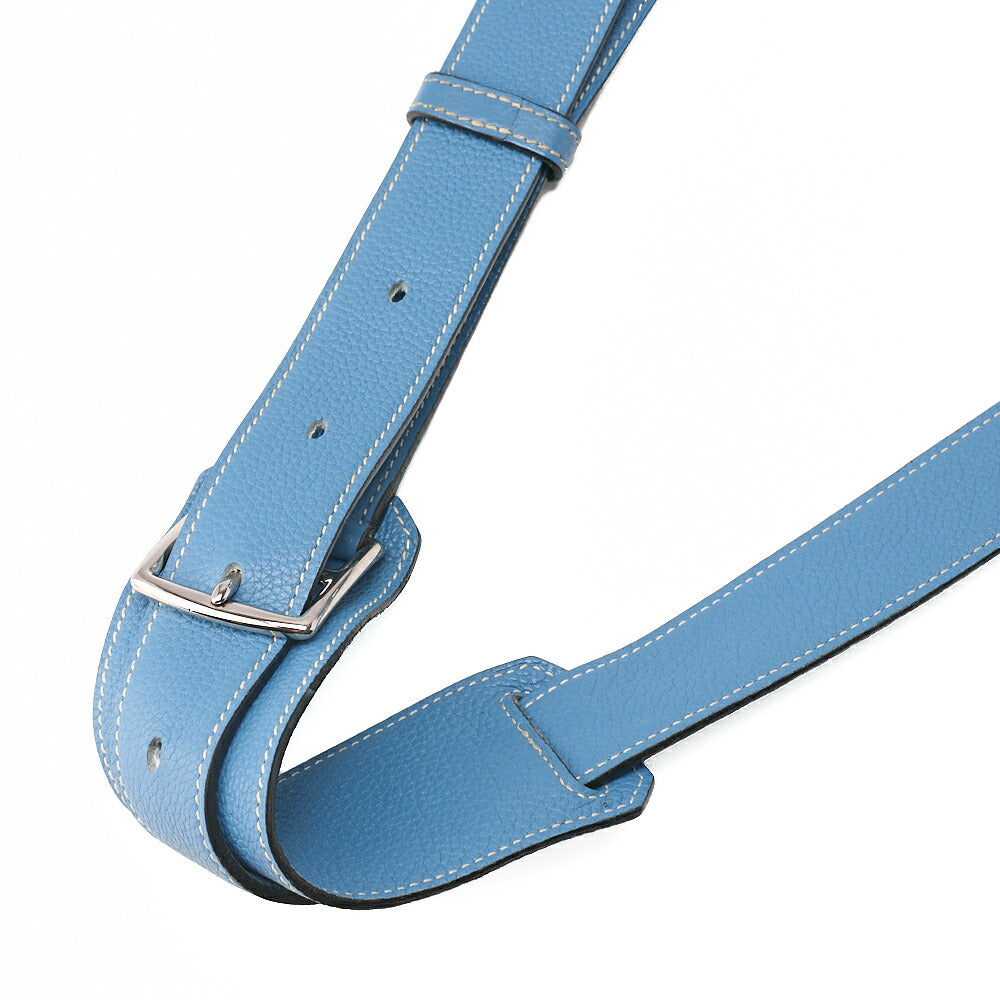 HERMES Gypsy 34 Shoulder Bag Tryon Clemence Blue Jean Silver-Tone Hardware, Pre-Owned